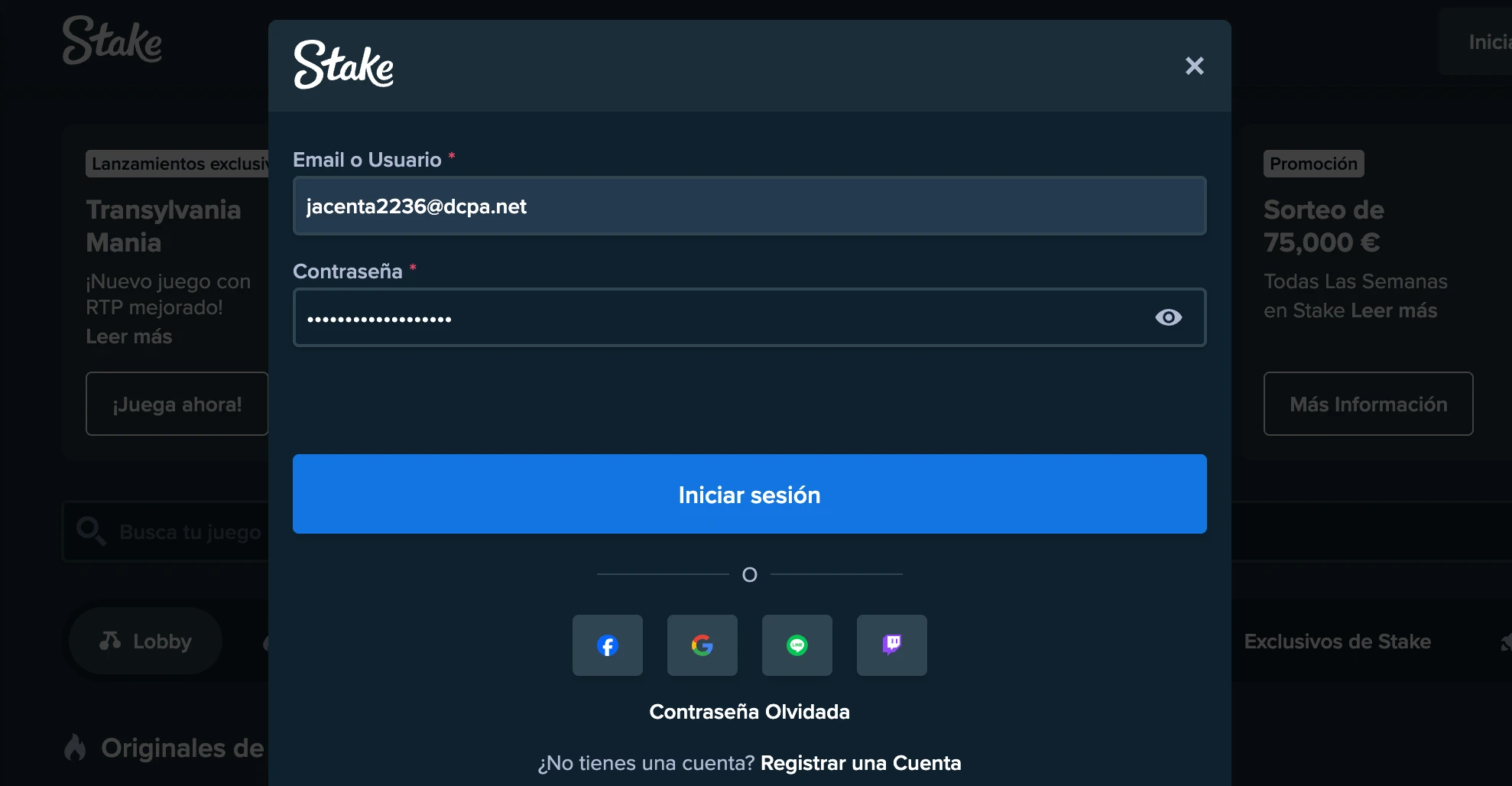 login stake casino